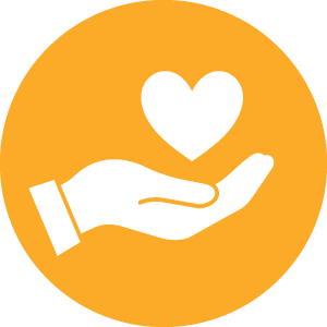 hand holding heart icon