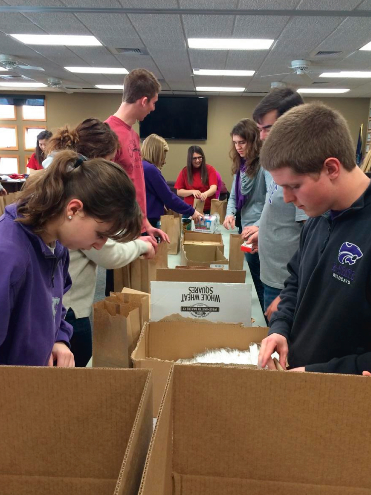 Volunteers Preparing Give Lunch Bags